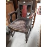 Edwardian mahogany barber's chair.