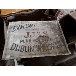 Rare John Jameson and Son pure pot still Dublin whiskey cardboard advertising sign.