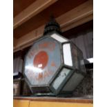 Rare 19th. C. copper and glass lantern in octagonal form. FIELDING's PHARMACY.