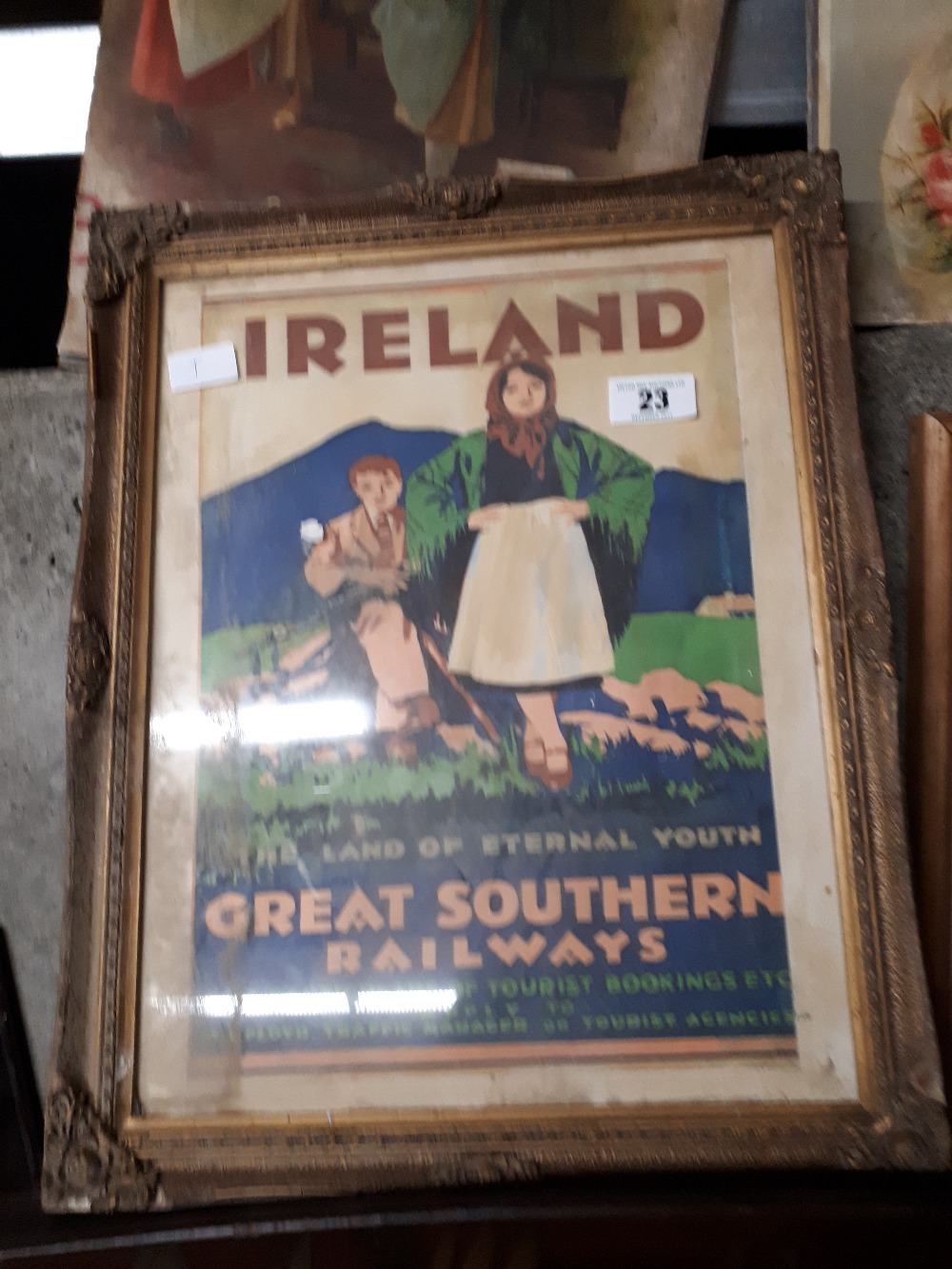 Framed Great Southern Railways advertising print.