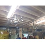 Set of four Edwardian brass hanging chandeliers.