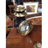 19th C. brass and metal car lamp.