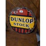 Dunlop's Stock double-sided enamel advertising sign.