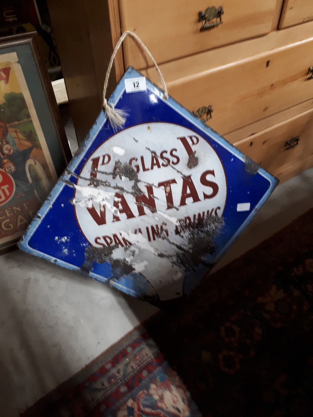 VANTAS SPARKLING DRINKS enamel advertising sign.