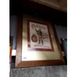 Framed Cowan's Finest Old Irish Whisky advertising print.