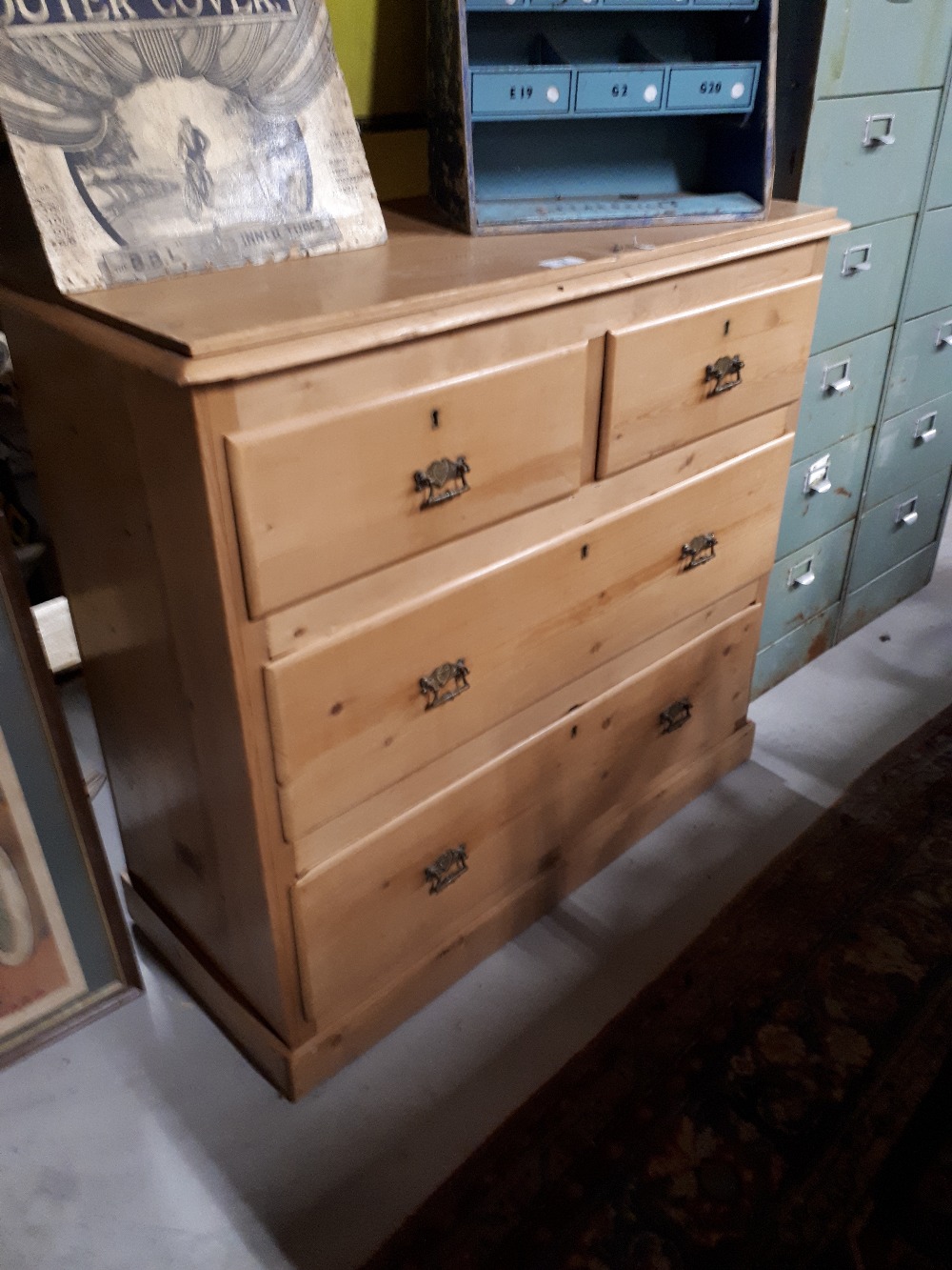 19th C. striped pine chest of draws.