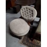 Edwardian walnut and upholstered bedroom chair.