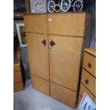 Art Deco maple and rosewood veneered two door wardrobe.