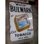 WILL'S BULWARK Cut Plug Tobacco enamel advertising sign.