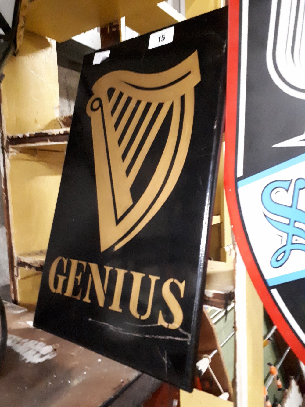 Hand painted wooden Guinness sign.