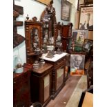 Victorian inlaid walnut mirrored back sideboard.