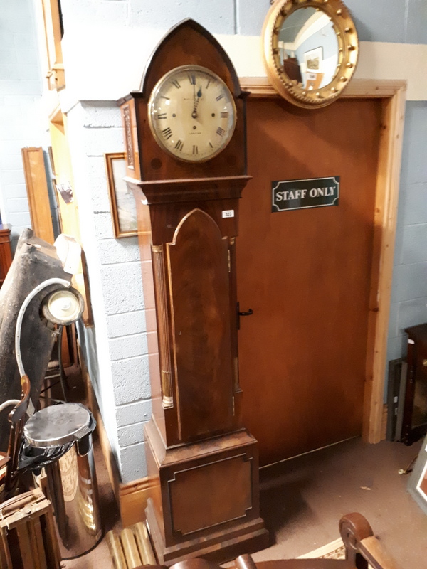 Early 19th. C. inlaid mahogany long cased clock with triple fusee movement Maple & Co London.