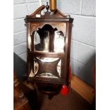 Edwardian inlaid rosewood hanging corner cupboard. { 113cm H }.