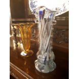 Murano glass vase and amber glass vase.