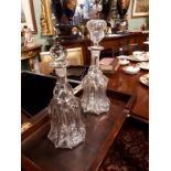 Two Victorian bell shaped glass decanters.