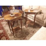 Pair of kingwood lamp tables with ormolu mounts.