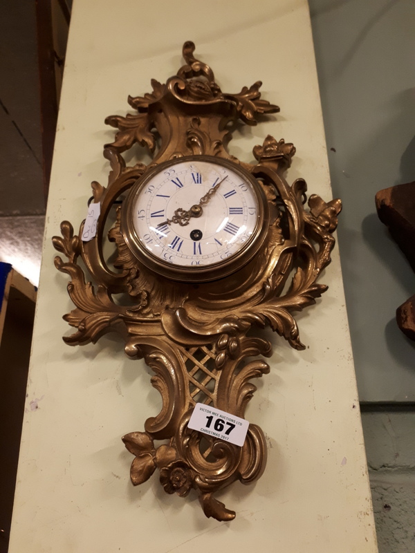 19th. C. gilded bronze cartel clock.