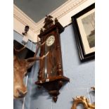 Victorian walnut double weight Vienna wall clock.