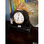 Victorian slate and marble drumhead clock. { pendulum in office }.