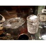Waterford crystal bowl and lidded jar.
