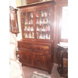 Georgian mahogany secretaire bookcase the two astragal glazed doors above fall front drawer with