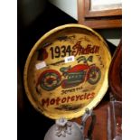 Hand painted Indian Motor cycle drink's tray.