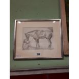 John Skelton Girl with Horse Pencil drawing.