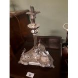 Edwardian silver plate centre piece decorated with three reclining stags.