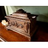 19th. C. carved oak jewellery box.