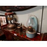 Misc. lot of early 20th. C. brass and metal lamps.