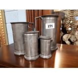 Set of seven 19th. C. pewter measures.