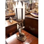 Gilded metal Art Deco styled lamp with original shade.