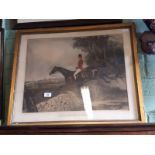 20th C. framed hunting print.