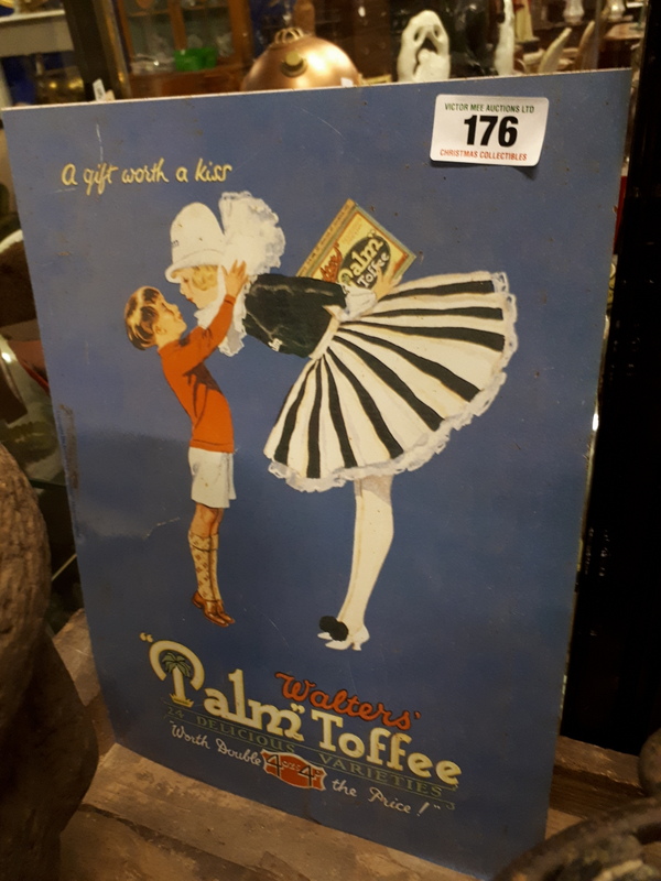 Palm Toffees tin plate advertisement.