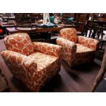 Pair of 1930's upholstered armchairs.