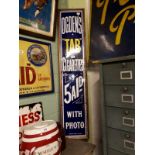 Rare Ogden's Tab 5a 1p with photo pillar enamel sign.