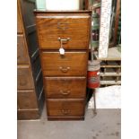 1930's mahogany four drawer filing cabinet { 134cm H X 50cm W X 61cm D }.