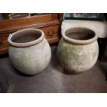 Pair of 19th C. terracotta urns.