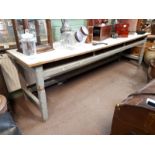 19th C. Irish painted pine serving table on square legs.