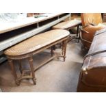 Pair of good quality 19th C. carved walnut and Berger window benches.