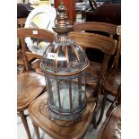 Copper and glass hall lantern.