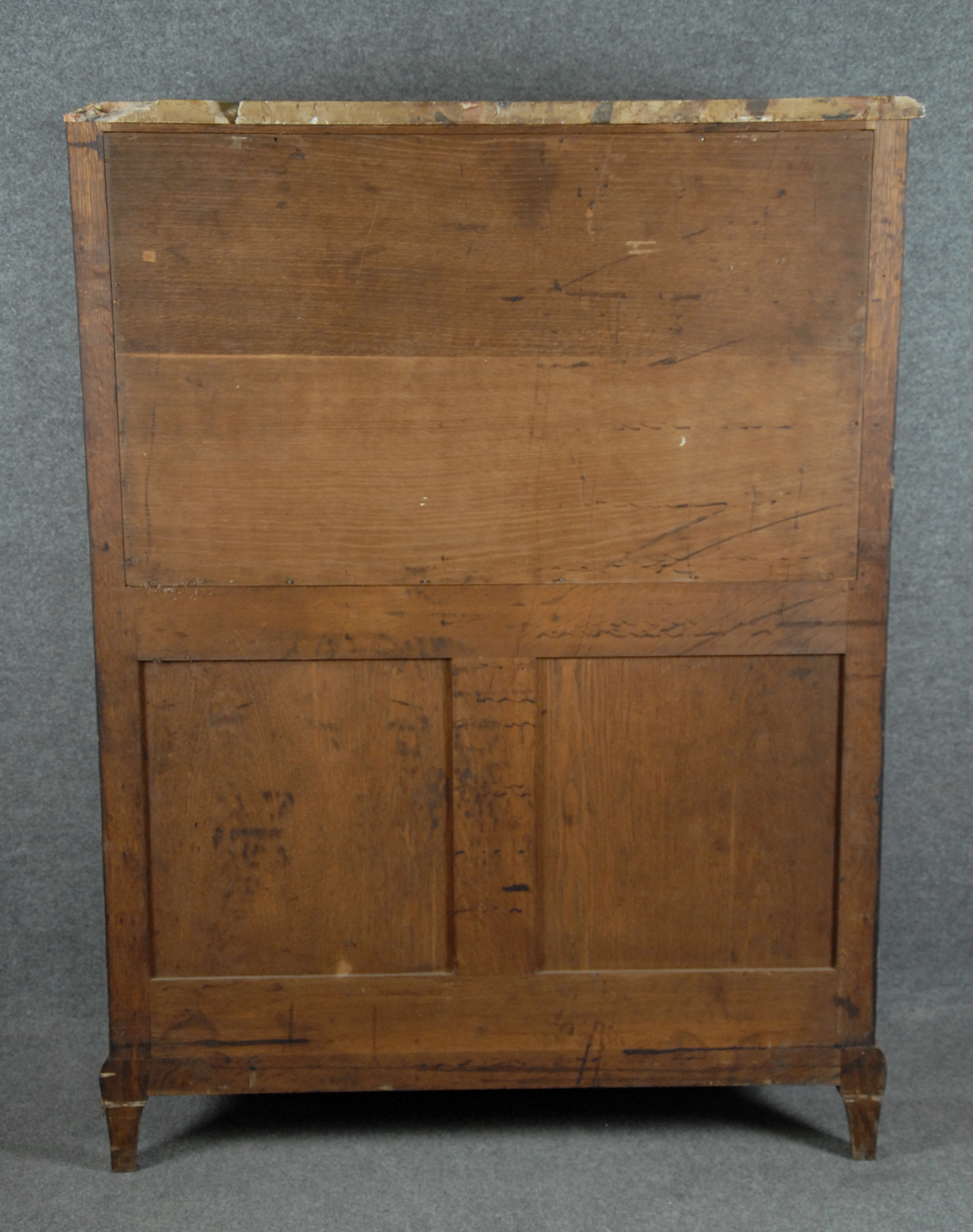 Secretaire lastronato in bois de rose, piano in marmo con difetti, finiture in bronzo. Francia. - Image 4 of 4