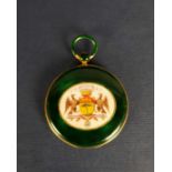 Orologio da tasca modello SAVONETTE in oro con smalti e stemma nobiliare. Inizi XX secolo. Non