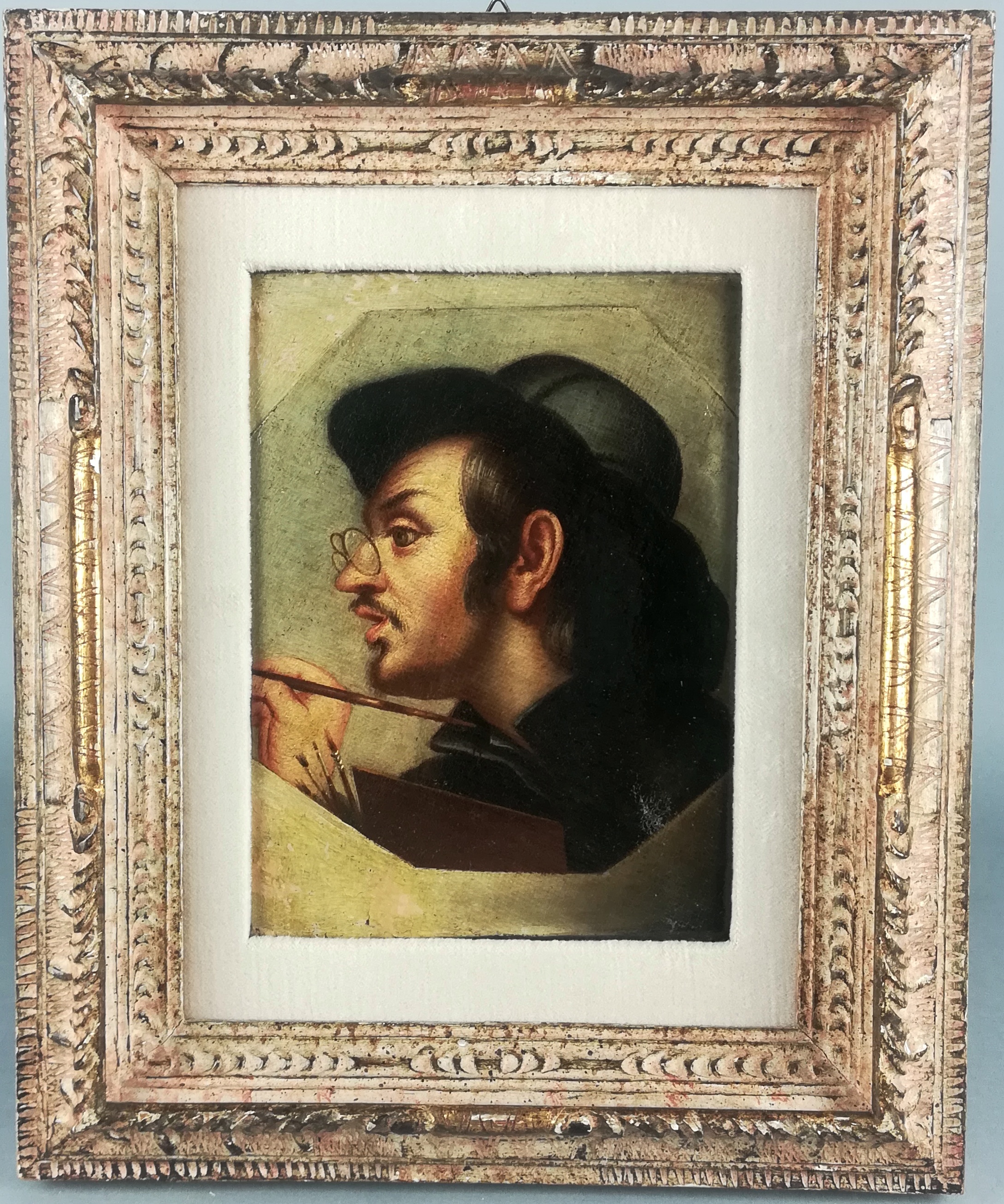 SEGUACE DI CARLO DOLCI (Firenze, 1616-1686). Dipinto olio su tela raff. ''PITTORE''. In cornice.