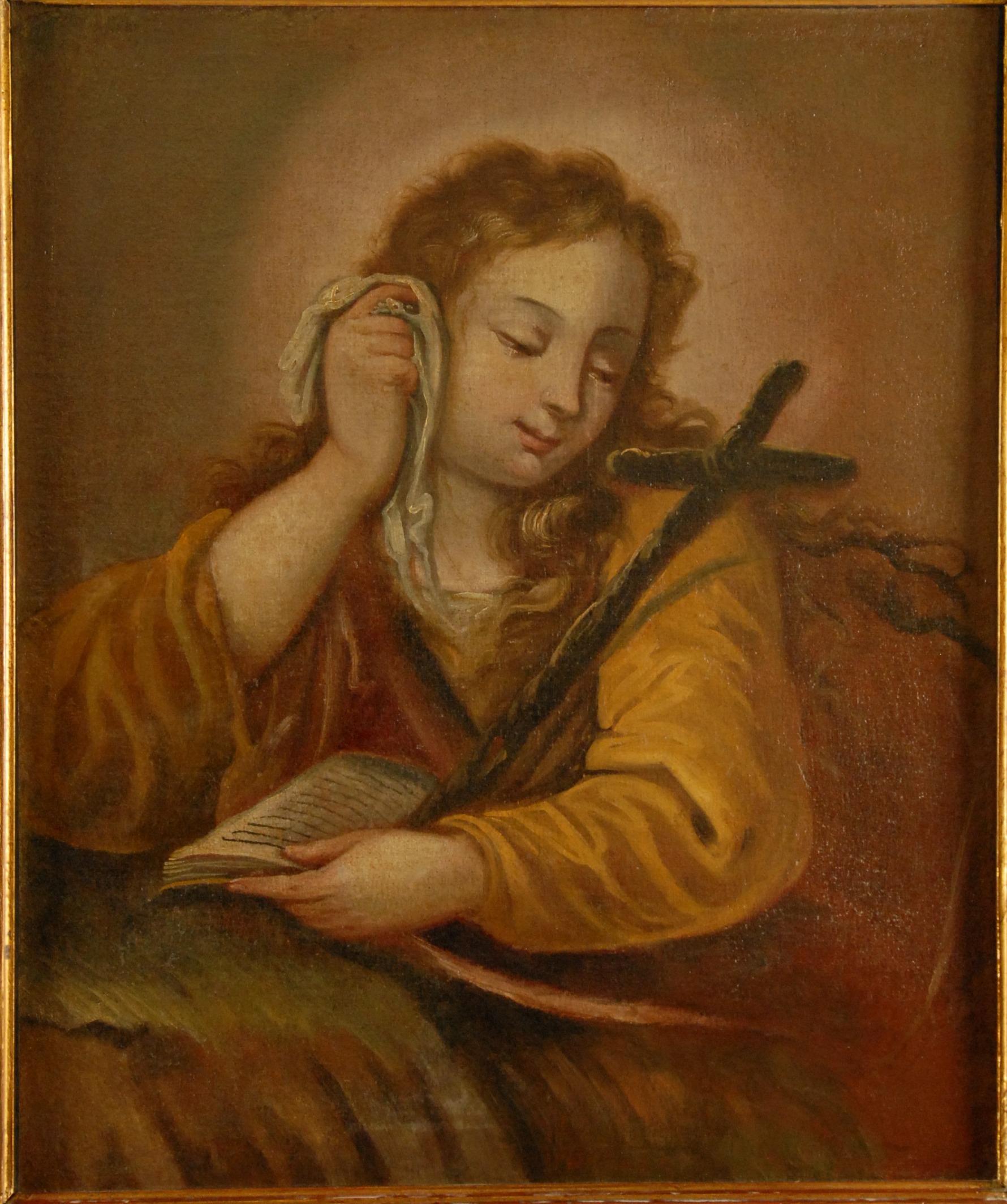Dipinto olio su tela raff. ''SANTA MADDALENA''. XVII-XVIII secolo. In cornice. Difetti, rintelo e - Image 2 of 3