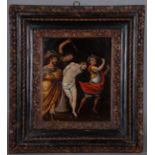 Dipinto olio su rame raff. ''FLAGELLAZIONE DI CRISTO''. Inizi XVIII secolo. In cornice coeva. Mis.