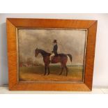 19TH CENTURY ENGLISH SCHOOL - EQUESTRIAN OIL ON CANVAS BY JOHN ROBERTS COWLEY IN MAPLE FRAME A/F