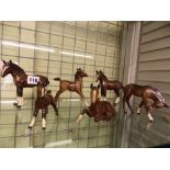 SIX BESWICK BROWN GLOSS FOALS