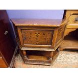 17TH CENTURY STYLE MARQUETRY INLAID OAK CREDENCE CUPBOARD