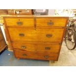 19TH CENTURY MAHOGANY AND BRASS MOUNTED MILITARY CAMPAIGN CHEST OF DRAWERS IN TWO SECTIONS
